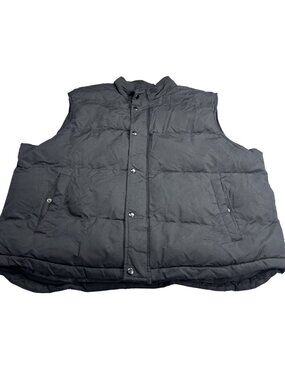 St Johns Bay Mens Black Puffer Vest XXL Snap & Zip Closure Polyester Winter Laye